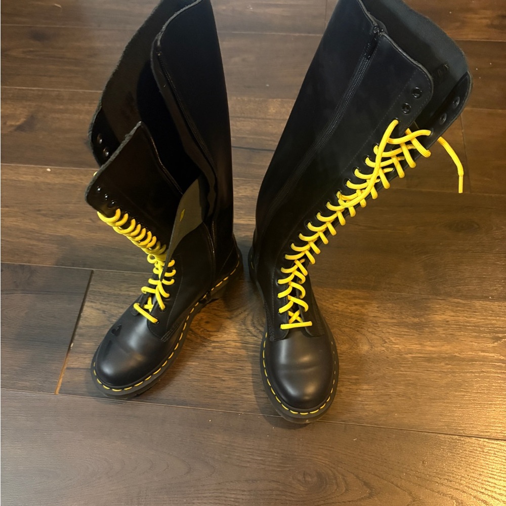 Dr. Martens Black Boots with Yellow Laces